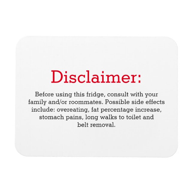 Magnet Flexible Drôle avertissement panneau frigo (Horizontal)
