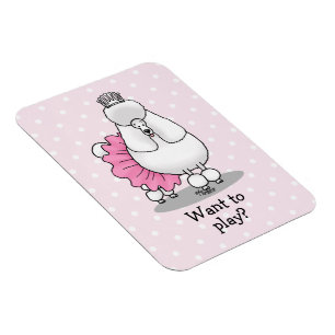 Magnet Flexible Drôle Ballet Ballerina Princess Poodle Dog (blanc)