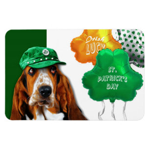 Magnet Flexible Drôle Basset Hound St. Patrick's Day Cadeau