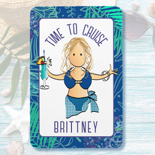 Magnet Flexible Drôle Cartoon Woman in Swimsuit Boire Cruise Door