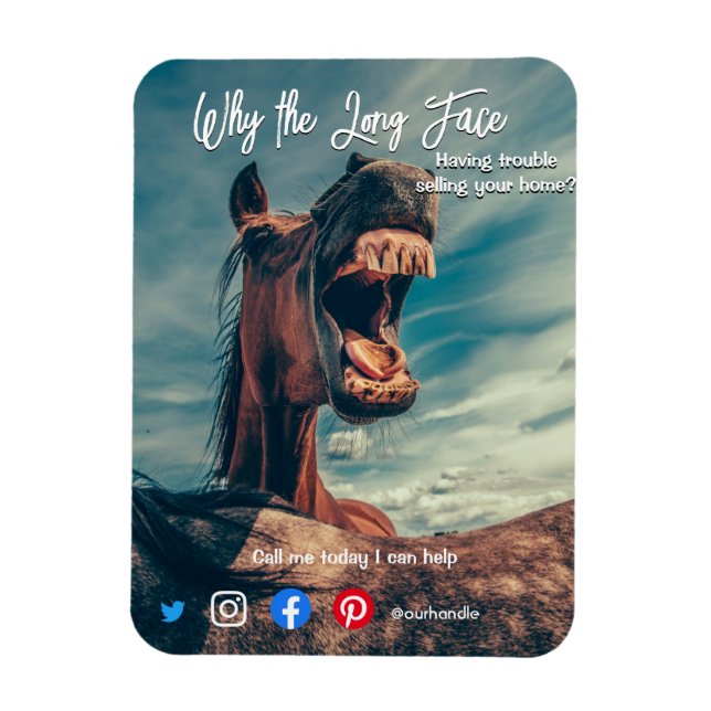 Magnet Flexible drôle de carte postale de l'immobilier long visage (Vertical)