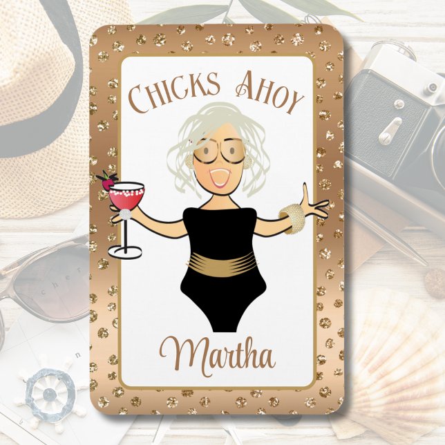 Magnet Flexible Drôle dire Chicks Ahoy Cartoon Bold Cruise Ship (Créateur téléchargé)