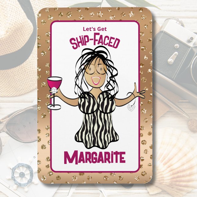 Magnet Flexible Drôle Drôle Cartoon Femme Croisière Vacances Gold  (Créateur téléchargé)