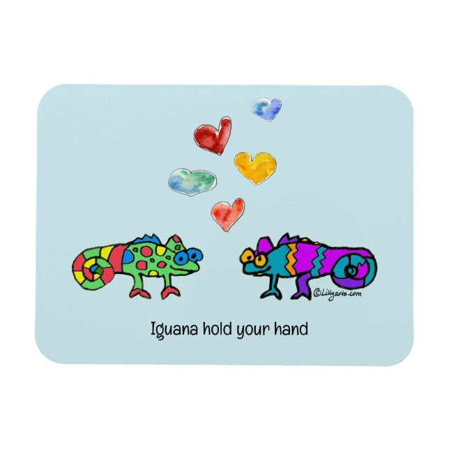 Magnet Flexible Drôle Love Iguanas Cartoon (Horizontal)