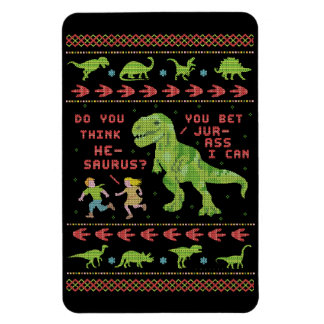 Magnet Flexible Drôle Noël T Rex Dinosaur Pun Humour Faux Knit