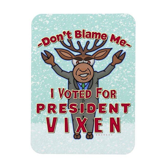 Magnet Flexible Drôle Président de Noël Vixen Reindeer Politique (Vertical)