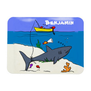 Magnet Flexible Drôle requin couché et dessin animé de pêche