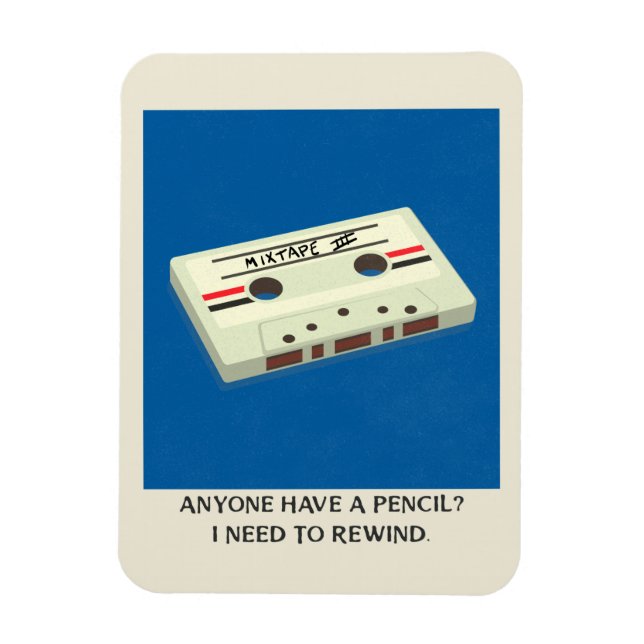 Magnet Flexible Drôle Retro Cassette Revent avec un crayon (Vertical)