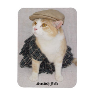 Magnet Flexible Drôle Scottish Pold Cat/Kitty dans un Kilt