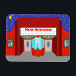 Magnet flexible du cinéma rétro<br><div class="desc">Les étoiles sont en pleine force sur ce Retro Movie Theater Flexible Magnet - à la fois les étoiles dans le ciel nocturne et les étoiles sur l'écran d'argent. Ce style des années 1960, minimaliste, présente l'extérieur d'une maison de cinéma classique de l'âge d'or du cinéma. Le bâtiment rouge a...</div>