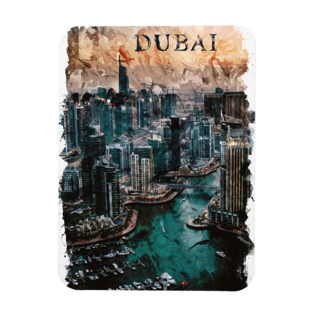 Magnet Flexible Dubaï Aquarelle Skyline (Vertical)