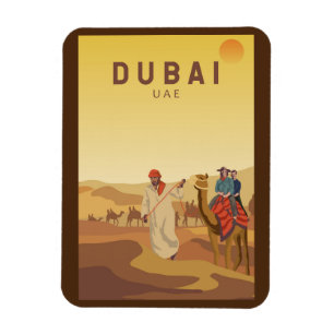 Magnet Flexible Dubai Émirats Arabes Unis Désert Safari Retro