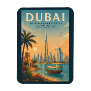 Magnet Flexible Dubaï Émirats arabes unis Illustration Voyage Art 