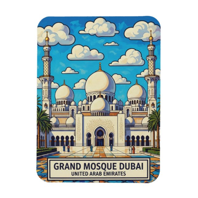 Magnet Flexible Dubai Grand Mosque UAE Travel (Vertical)