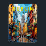 Magnet Flexible Dublin Irlande Travel Art Vintage<br><div class="desc">Design de voyage vectoriel rétro de Dublin. Ses bâtiments historiques comprennent le château de Dublin datant du XIIIe siècle et l'imposante cathédrale Saint-Patrick,  fondée en 1191.</div>