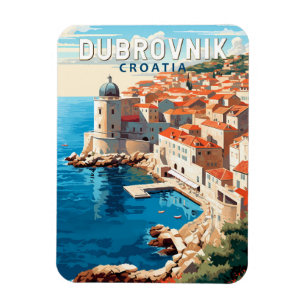 Magnet Flexible Dubrovnik Croatie Travel Art Vintage