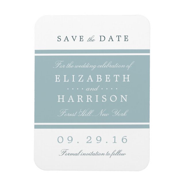 Magnet Flexible Duck Egg Blue Modern Wedding Save The Date (Vertical)