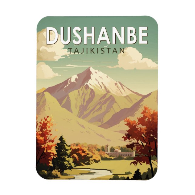 Magnet Flexible Dushanbe Tadjikistan Travel Art Vintage (Vertical)