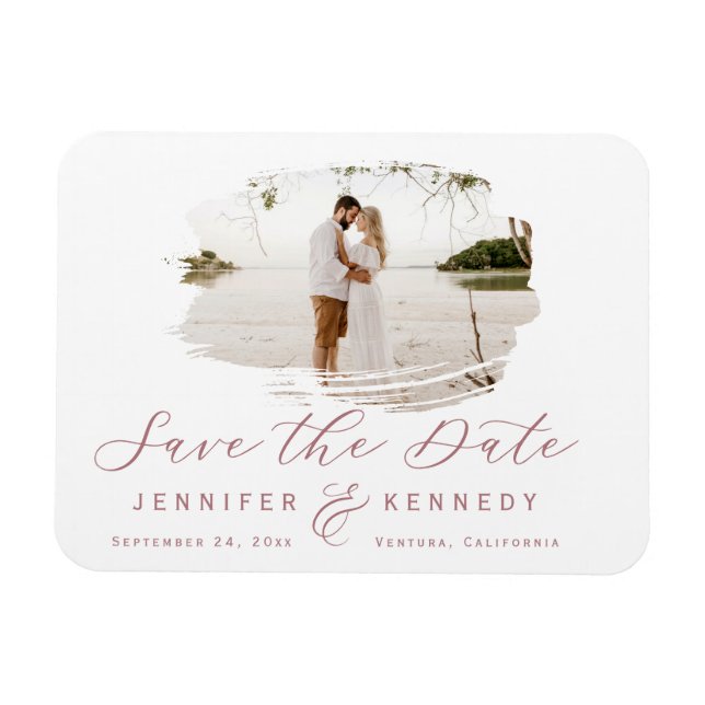Magnet Flexible Dusty Rose Romantic Brushed Frame Save The Date (Horizontal)