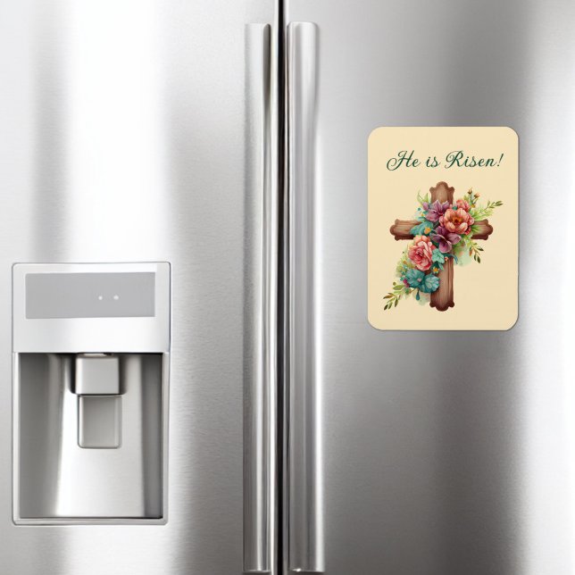 Magnet Flexible Easter “He is Risen” Floral Cross (Créateur téléchargé)