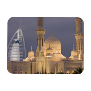 Magnet Flexible EAU, Dubaï. Mosquée au crépuscule avec Burj al Ara