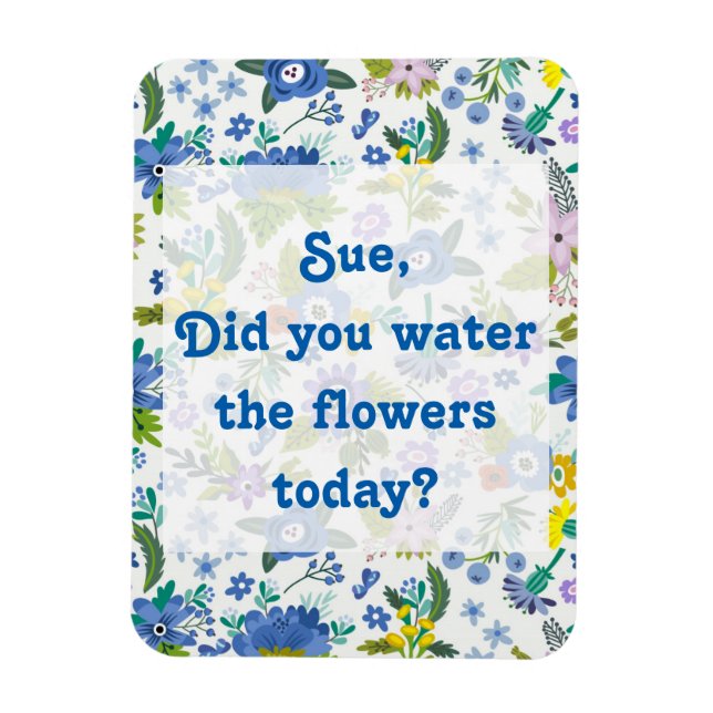 Magnet Flexible Eau les fleurs | Rappel du jardin bleu (Vertical)