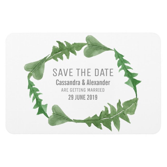 Magnet Flexible Eau verte Foliage Enregistrer la date (Horizontal)