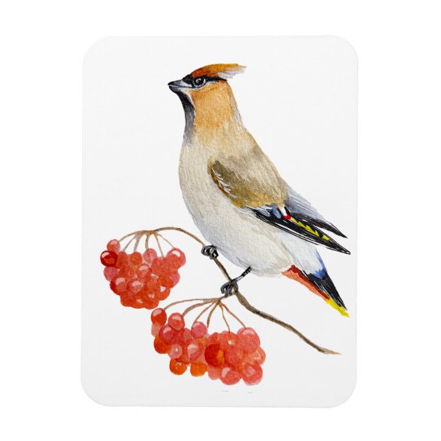 Magnet Flexible Écirage d'oiseaux de la forêt d'aquarelle (Vertical)