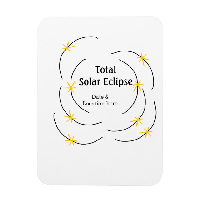 Magnet Flexible Éclipse solaire totale ajoutez date lieu moitié so (Vertical)