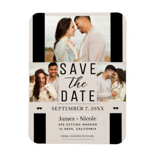 Magnet Flexible Économisez la Date de Mariage Moderne Rouge à Joue