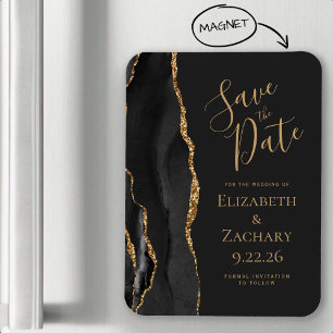 Magnet Flexible Économisez la date Moderne Agate Noir Or Sombre