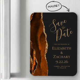 Magnet Flexible Économisez la date Moderne Agate Orange Brûlé Or F