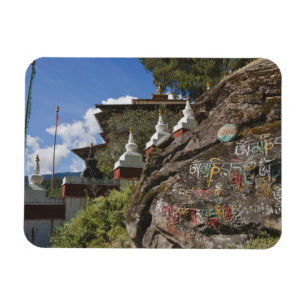 Magnet Flexible Écriture bhoutanaise sur des rochers et chortens n