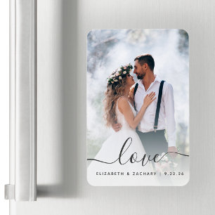 Magnet Flexible Écriture de photo de mariage personnalisée grise d