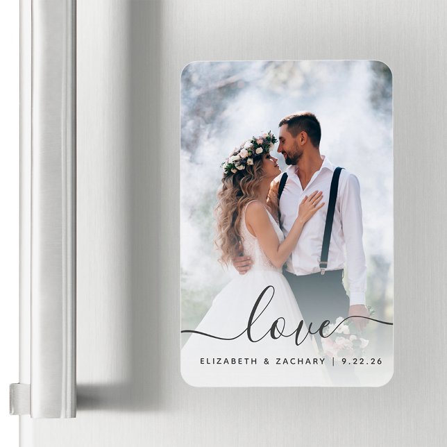 Magnet Flexible Écriture de photo de mariage personnalisée grise d (Créateur téléchargé)