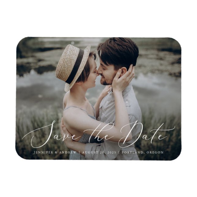 Magnet Flexible Écriture délicate | Photo de Save The Date (Horizontal)