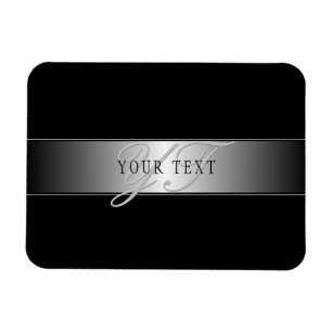 Magnet Flexible Écriture élégante de monogramme modifiable   Noir