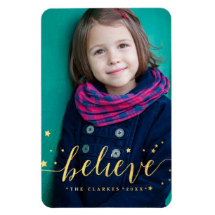 Magnet Flexible Écriture manuscrite Gold Believe Vacances photo