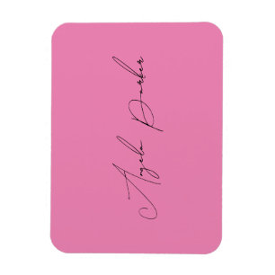 Magnet Flexible Écriture manuscrite Nom professionnel simple rose