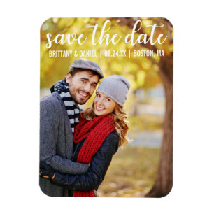 Magnet Flexible Écriture Moderne Photo de Couple Save The Date