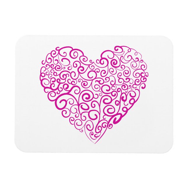 Magnet Flexible Écriture spirale coeur rose pour la Saint Valentin (Horizontal)
