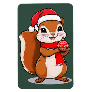 Magnet Flexible Écureuil de Noël Mignon