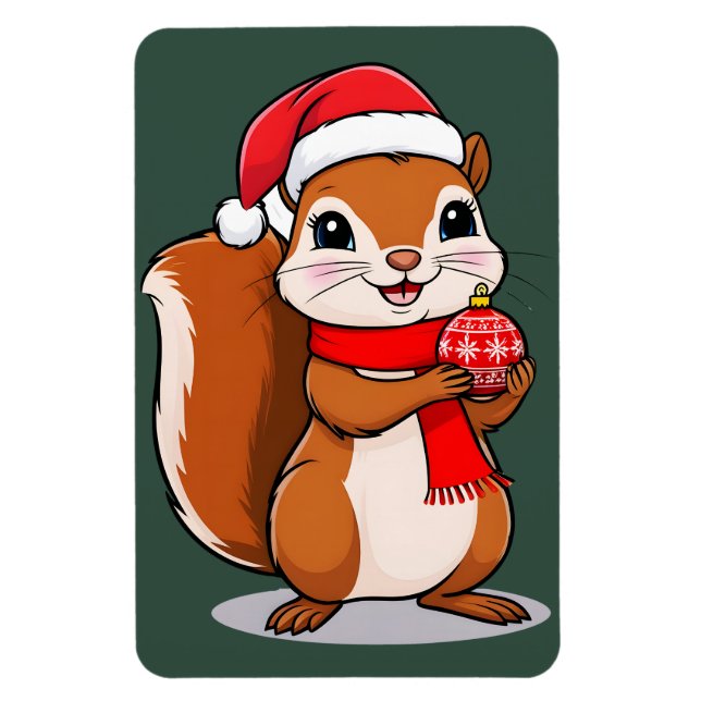Magnet Flexible Écureuil de Noël Mignon (Vertical)