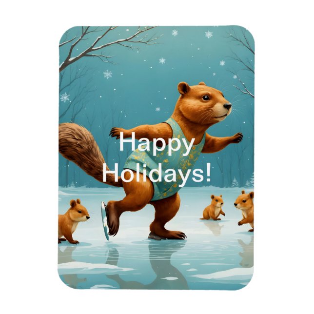 Magnet Flexible Écureuils sur la glace (Vertical)