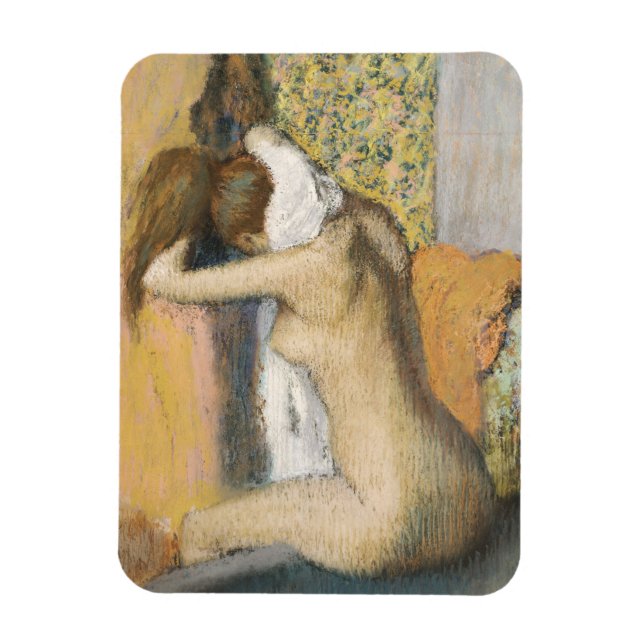 Magnet Flexible Edgar Degas | Après le bain, femme Sécher le cou (Vertical)