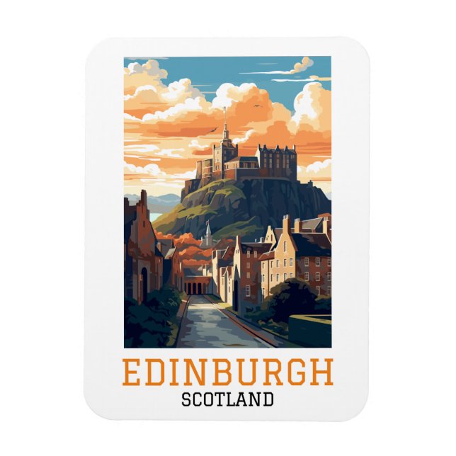 Magnet Flexible Edimbourg Scotland Castle Retro Vintage voyage (Vertical)
