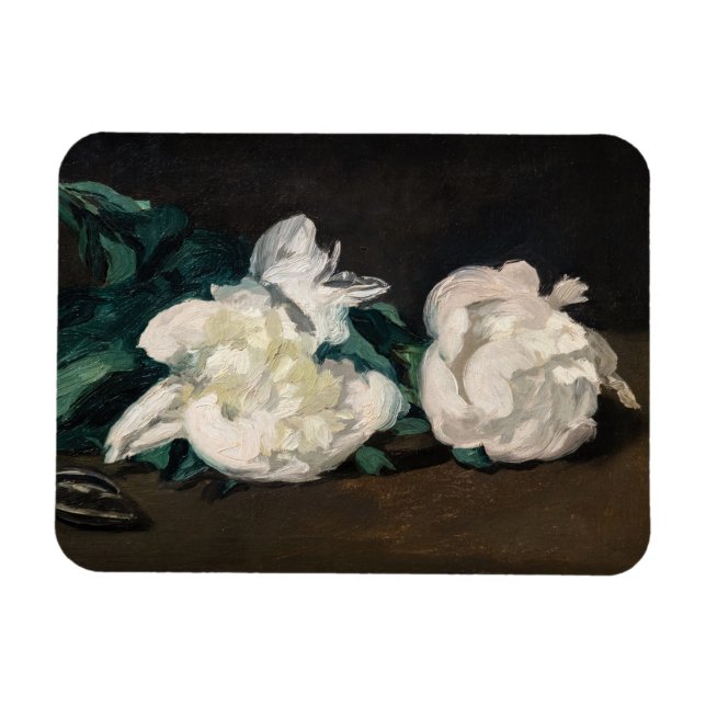 Magnet Flexible Edouard Manet - Branche de pivoines blanches, séca (Horizontal)