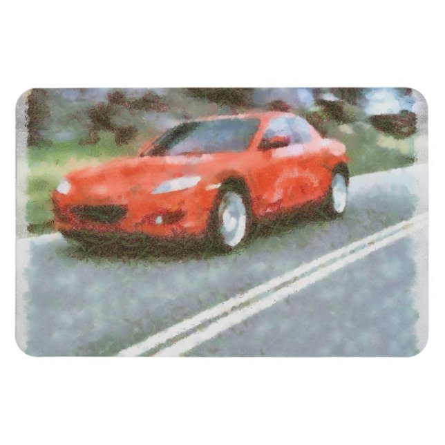 Magnet Flexible Effet de l'aquarelle de voiture rouge (Horizontal)