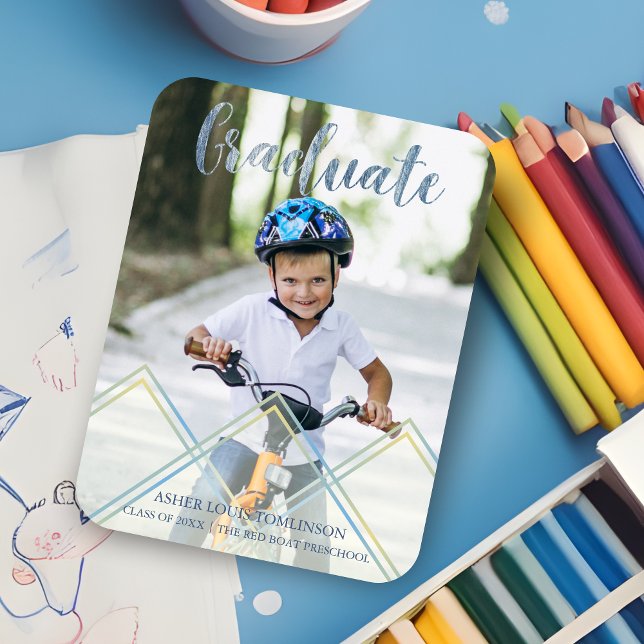 Magnet Flexible Effet de transparence délicate bleue pour la remis (Blue Delicate Transparency Effect Pre K Graduation Magnet.)