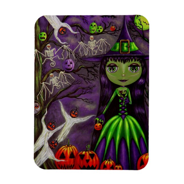 Magnet Flexible Éffrayant Big Eye Witch Bat Skeletons Fantômes Boo (Vertical)